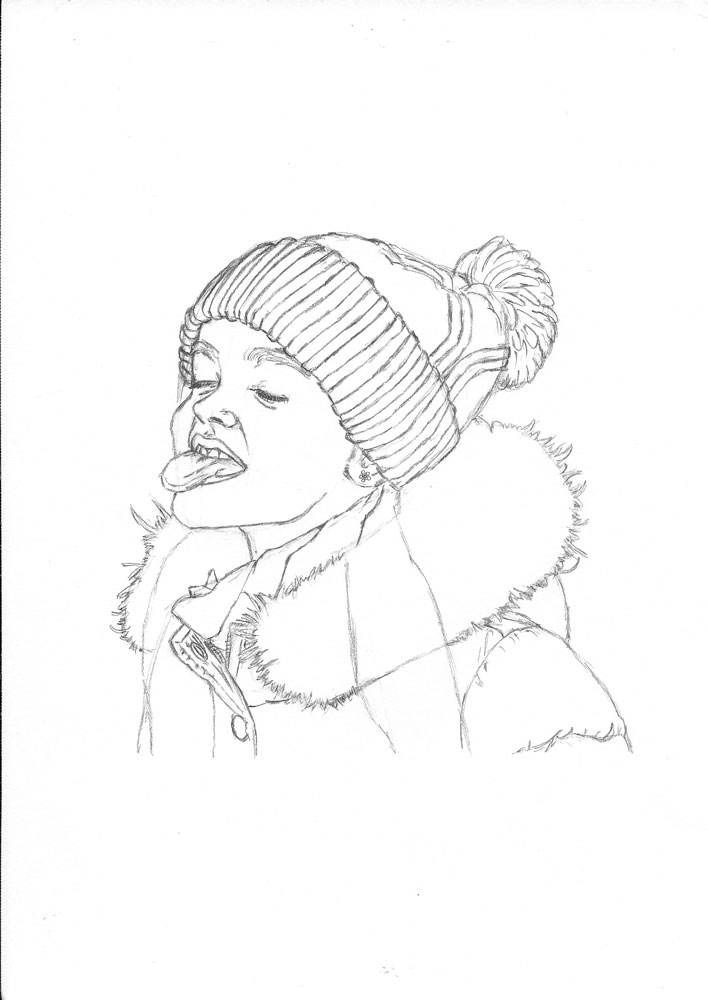 708x1000 How To Draw A Child Catching Snowflakes With Her Tongue Let'S