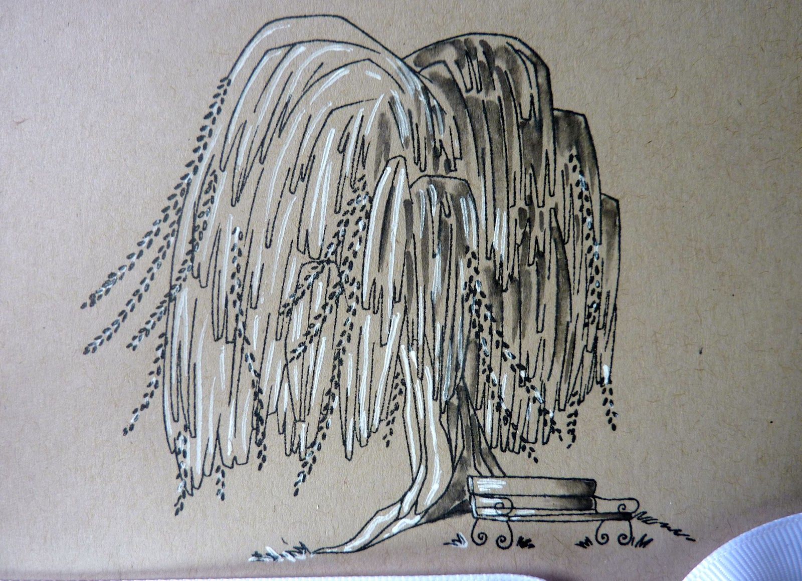 1600x1160 Black And White Willow Tree The White Grosgrain Ribbon Is Also