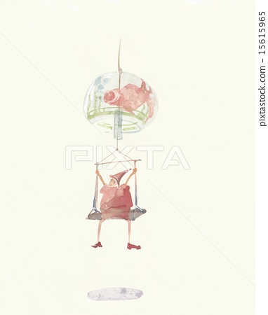 382x450 Wind Chime, Wind Bell, Watercolor