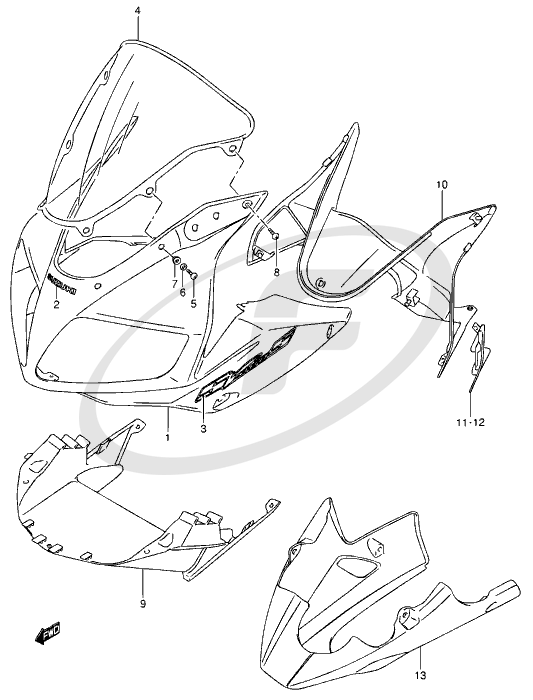 533x700 Suzuki 94610 16g01 000 Windscreen