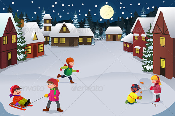 590x393 Kids Playing In A Winter Wonderland By Artisticco Graphicriver