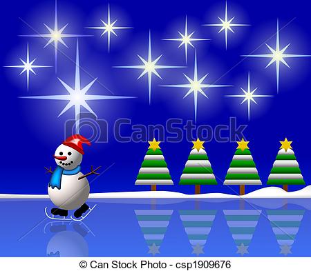 450x393 Snowman In Winter Wonderland Stock Illustration