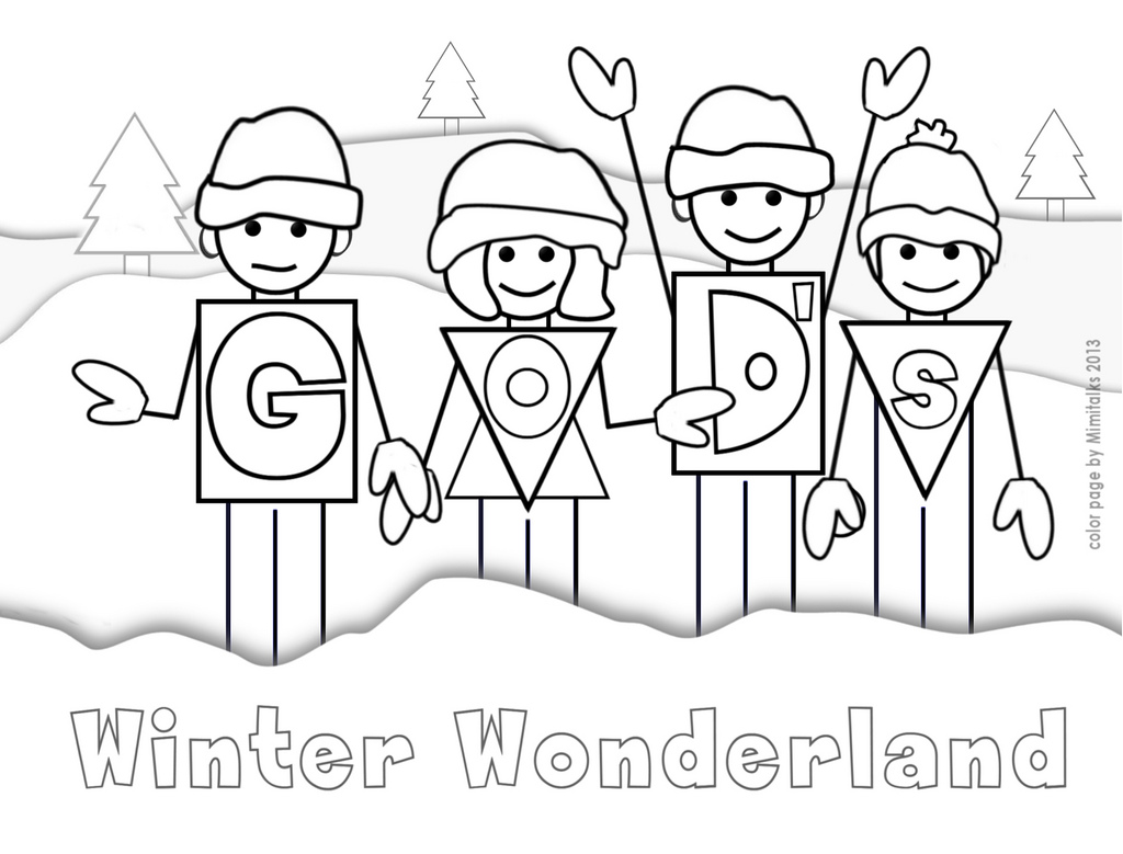 1024x779 God's Winter Wonderland Snow People Color Page For Letter