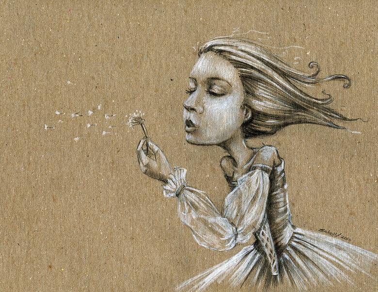780x602 Dandelion Wishes Drawing By Michael Scholl
