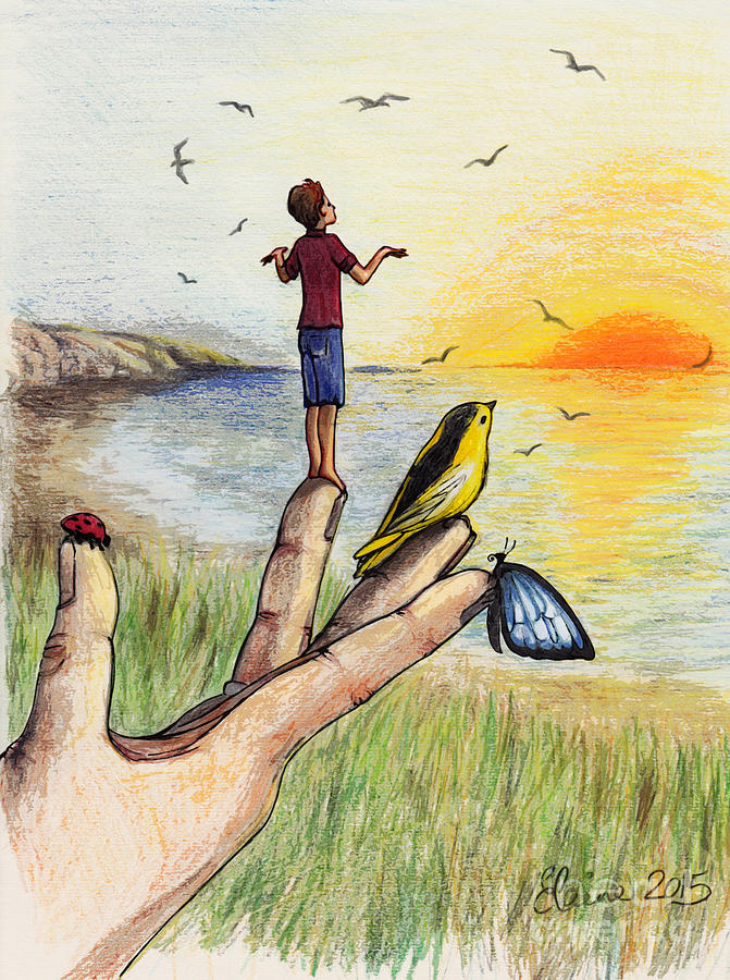 671x900 I Wish I Could Fly Drawing By Elaine Berger