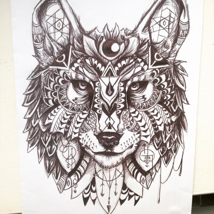894x894 Geometric Wolf Design By Maddiecadecade