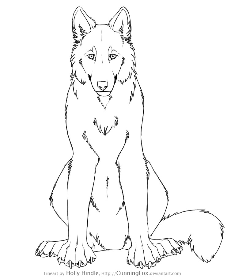 741x912 Free Wolf Lineart