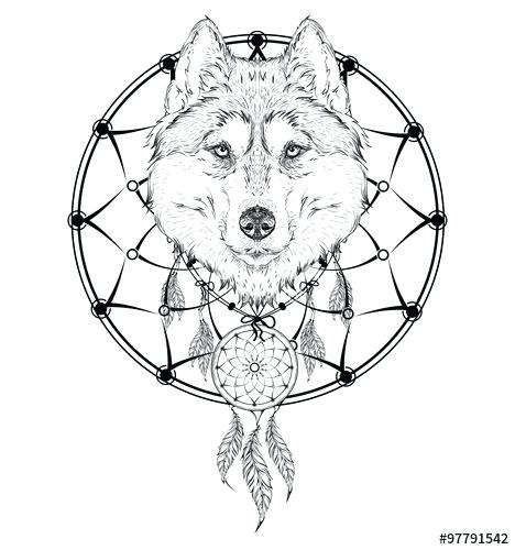 468x500 Wolf Indian Headdress Animal Hand Drawn Illustration Wolf Warrior
