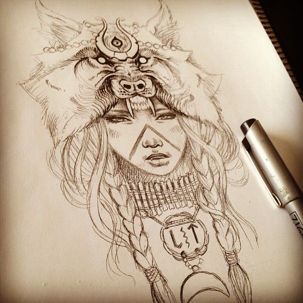 612x612 Wolf Headdress Tattoo