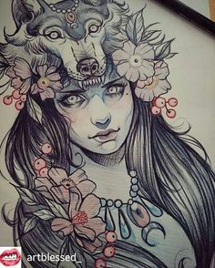 236x294 Wolf Headdress Drawing