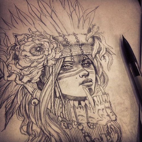500x500 Wolf Headdress Drawing