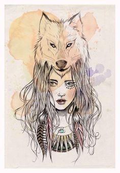 236x340 Woman Wearing A Wolf Art Designs