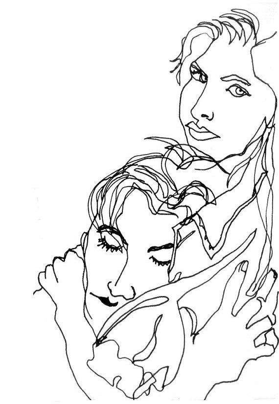 570x823 Art Pen And Ink Drawing Love Woman Man Valentine Art Print