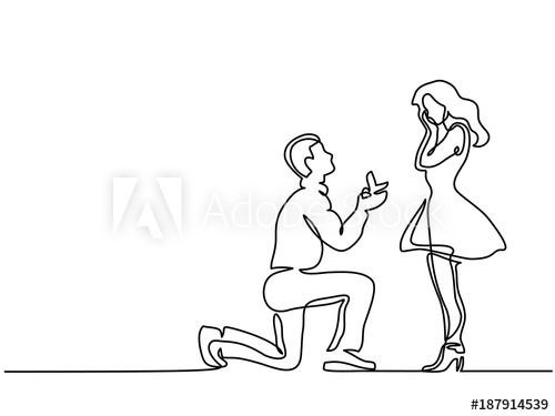 500x375 Continuous Line Drawing. Vector Illustration. Man Kneeling