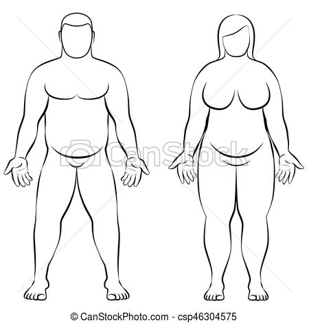 450x470 Fat Couple Overweight Man Woman Body Frontal View Vectors