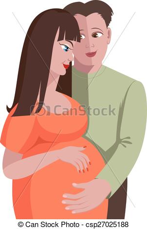 302x470 Couple Of Pregnant Woman With Man Vector