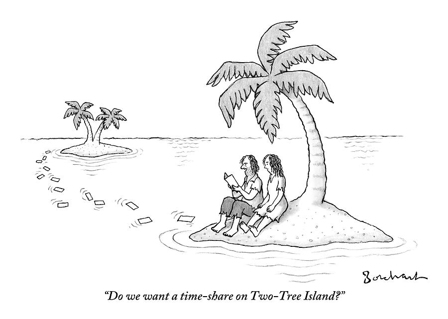 900x641 A Man And A Woman Are On A Small Deserted Island By David Borchart