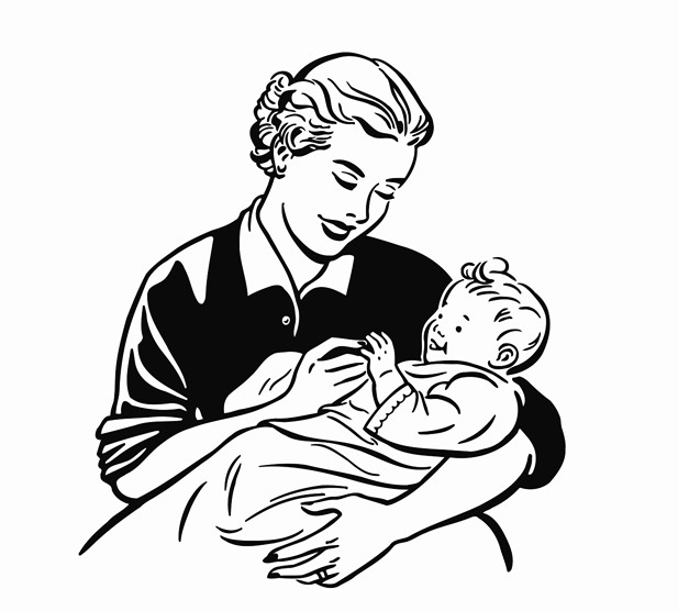 617x556 Woman Holding Baby 2 Printable Image Illustration Sketch For Woman