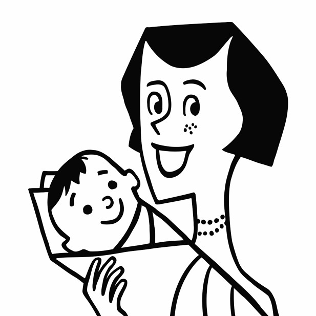617x617 Woman Holding Baby Printable Image Illustration Sketch For Woman