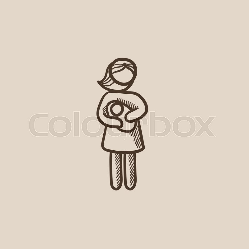800x800 Woman Holding The Baby Sketch Icon For Web, Mobile