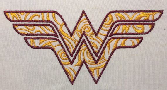 570x308 Wonder Woman Filigree Logo Machine Embroidery Design 5x7