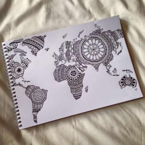 500x500 World Map Drawing Tumblr Uploaded By K