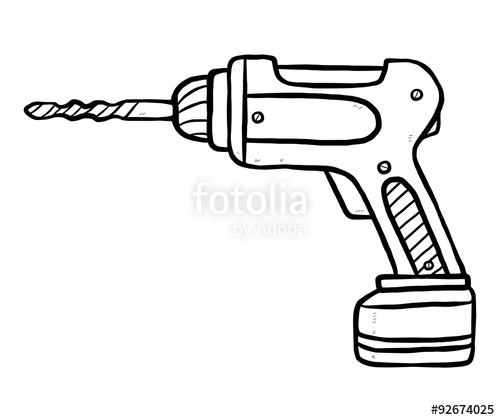 500x420 Drill Cartoon Vector And Illustration, Black And White, Hand