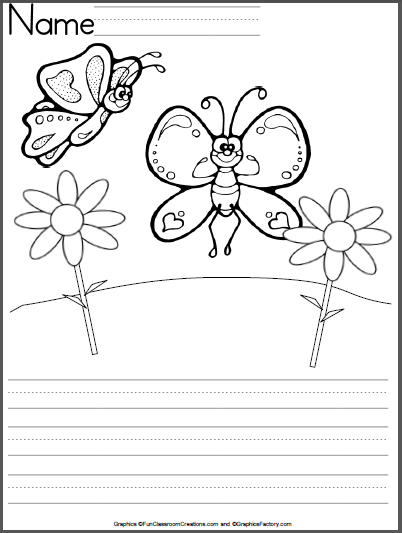 402x533 Butterfly Kindergarten Writing Template