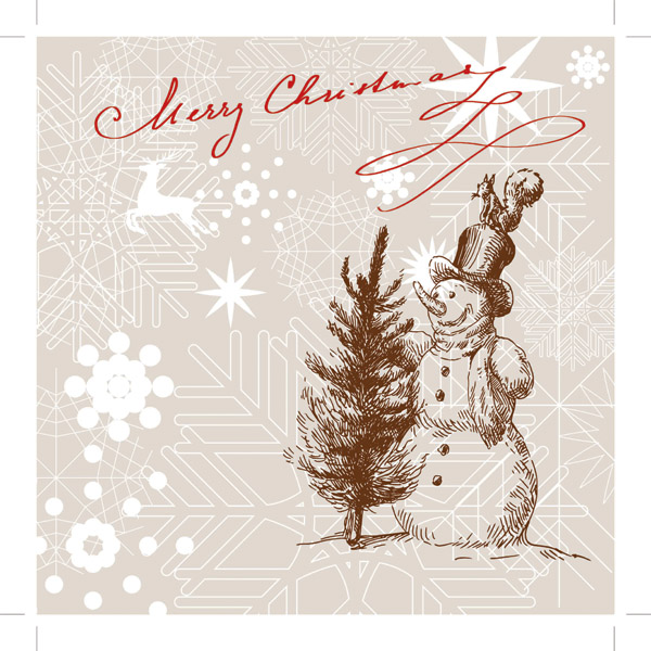 600x600 Line Drawing Christmas Cards Vector Free Vector 4vector, Xmas