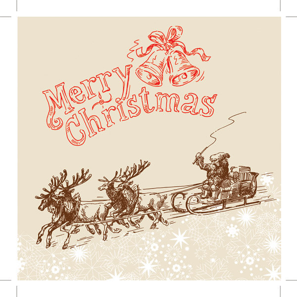 600x600 Line Drawing Christmas Cards Vector Free Vector 4vector