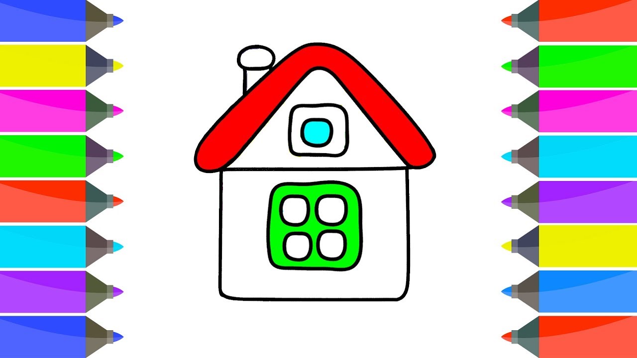 1280x720 How To Draw House Easy Kids Learn Drawing Coloring Pages Book