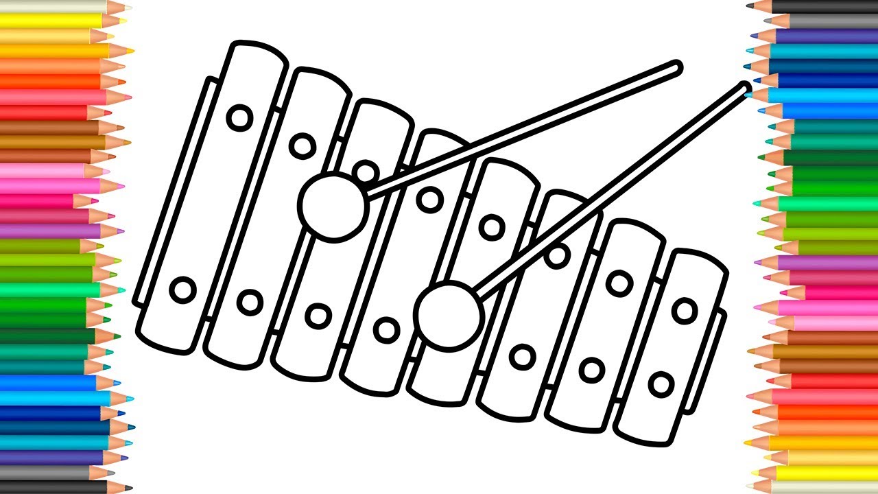 1280x720 How To Draw Xylophone Drawing Musical Instruments How To Color
