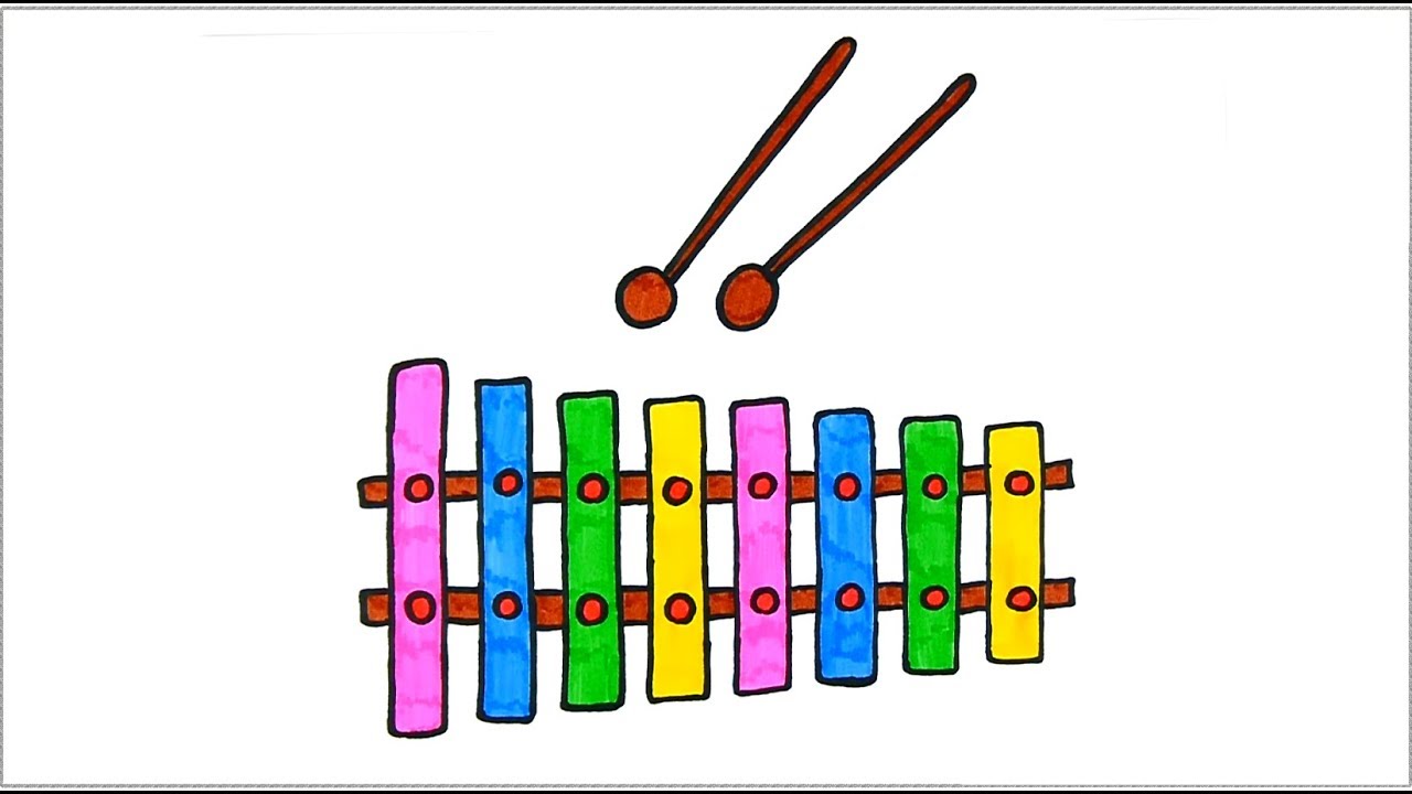 1280x720 How To Draw Xylophone For Kids With Colored Markers