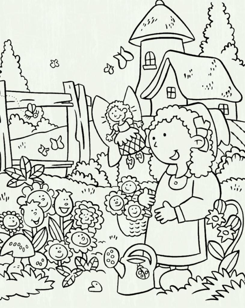 815x1024 Pencil Drawing Of Flower Garden For Kids