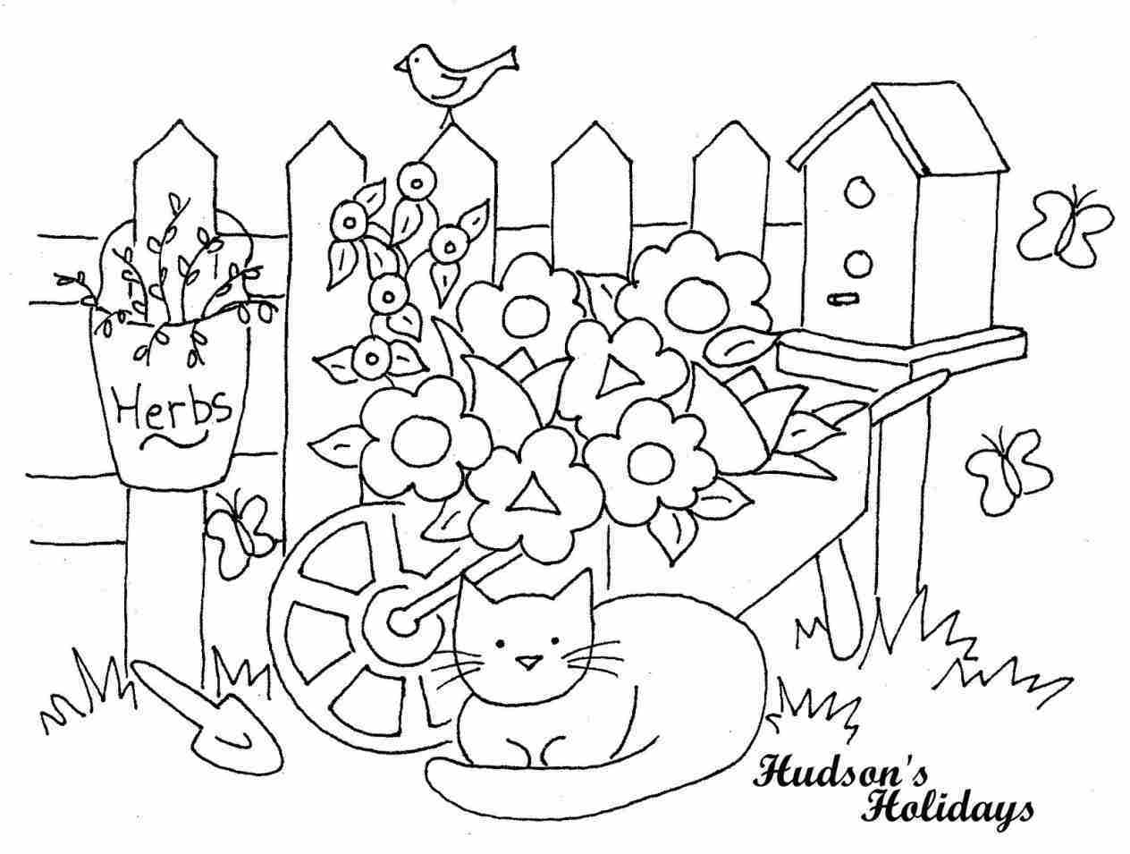 1264x955 Awesome Cartoon Easy How Flower Garden Drawing For Kids To