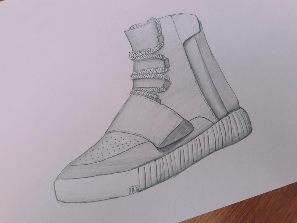 1024x768 Adidas Yeezy Boost 750 Drawing