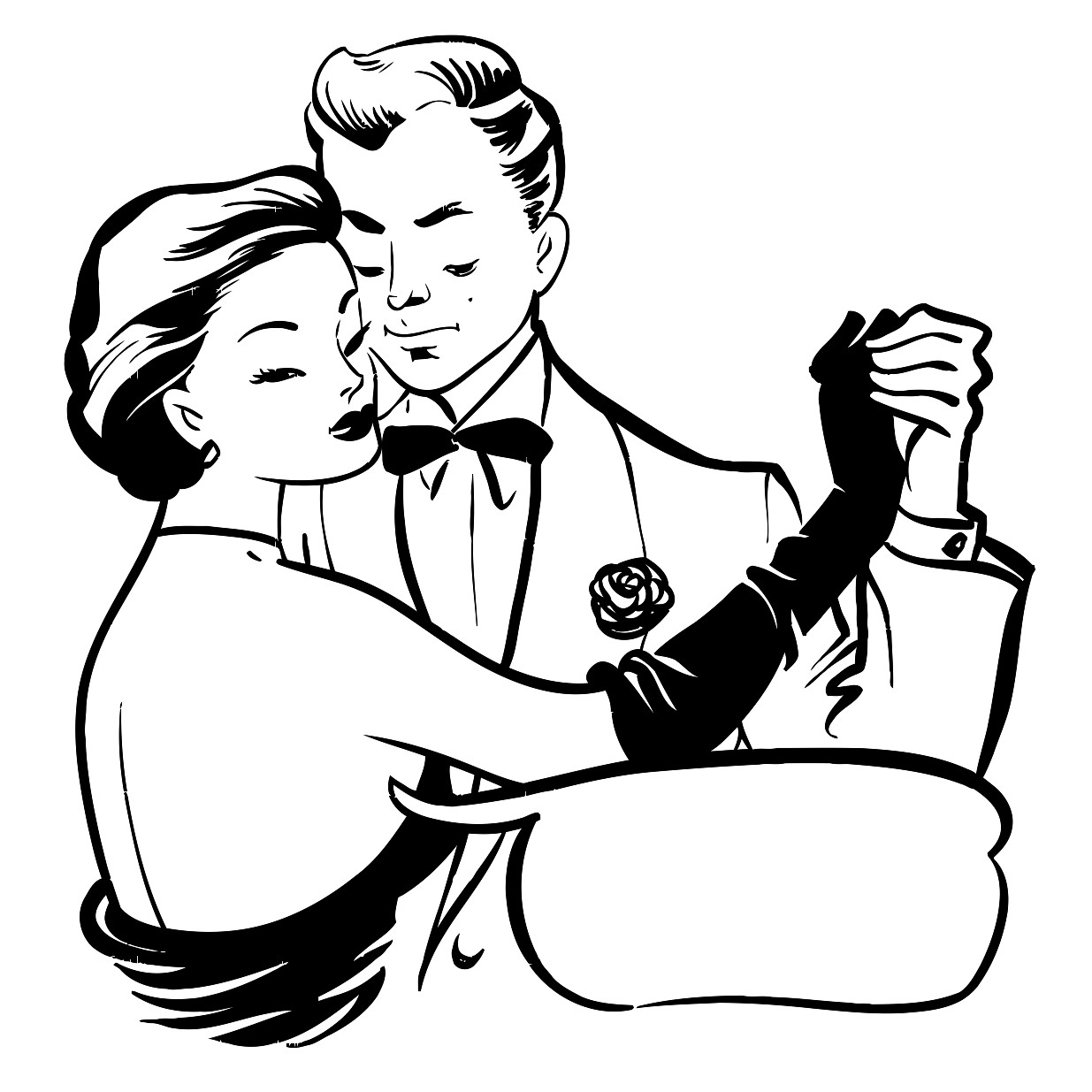 1235x1235 Retro Young Couple Dancing Printable Image Illustration Sketch