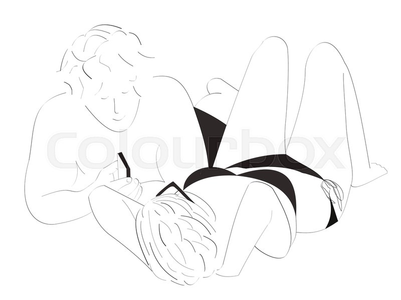 800x600 A Line Drawing Of A Young Couple Talking As They Lie Beside Each