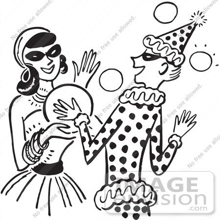 450x450 Cartoon Of A Sketch Of A Young Couple Dancing At A Costume Party