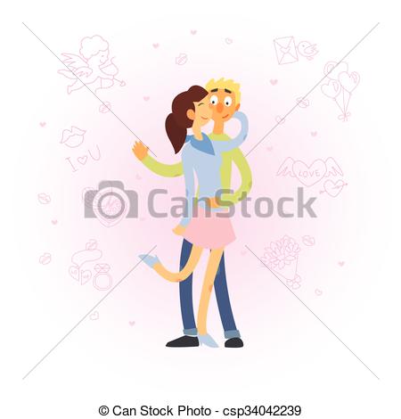 450x470 Loving Young Couple Vector Illustration Happy Couple In Love