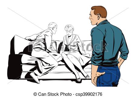 450x320 Stock Illustration. People In Retro Style. Young Couple Vectors