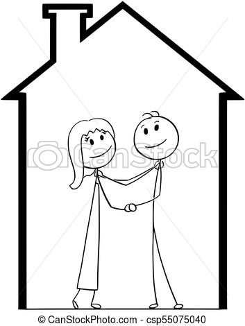 353x470 Cartoon Of Young Couple Dreaming About New House And Home . Eps