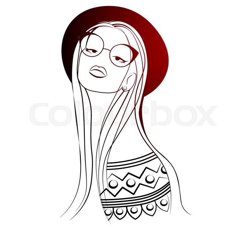 800x728 A Sketch Of The Fashion Young Woman. Girl Drawing To Print On A T