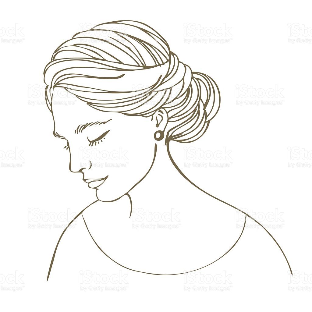 1024x1024 Young Woman With Beautiful Bridal Hairstyle. Hand Drawing Sketch