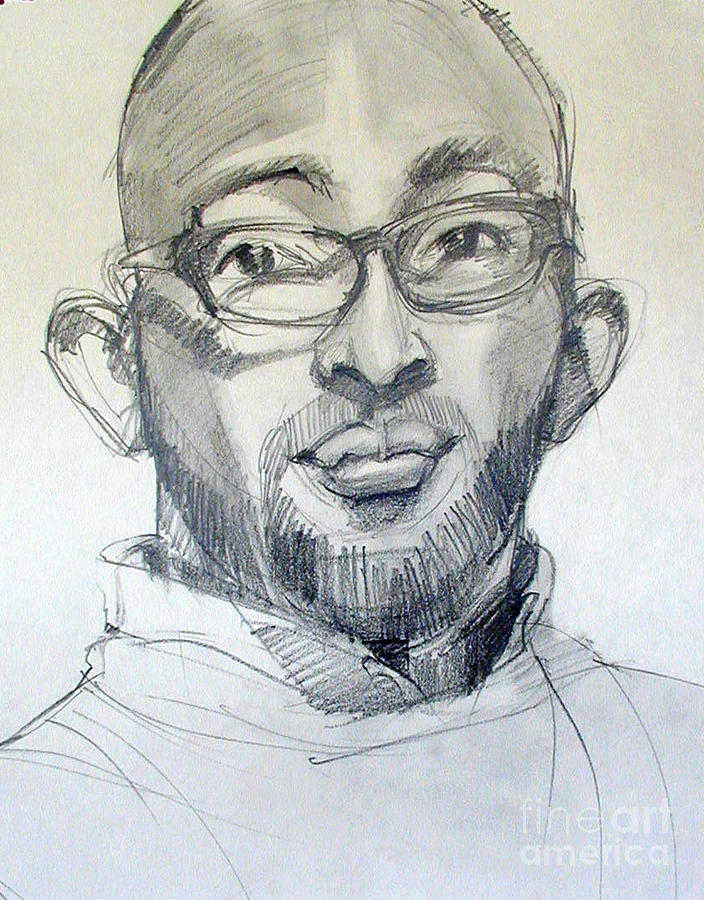 704x900 Graphite Portrait Sketch Of A Young Man With Glasses Drawing By