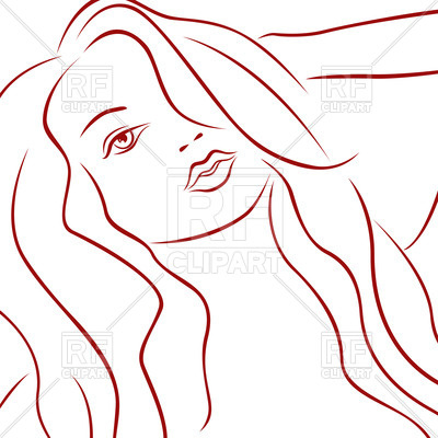 400x400 Hand Drawing Red Outlines Of Young Girl Vector Image Vector