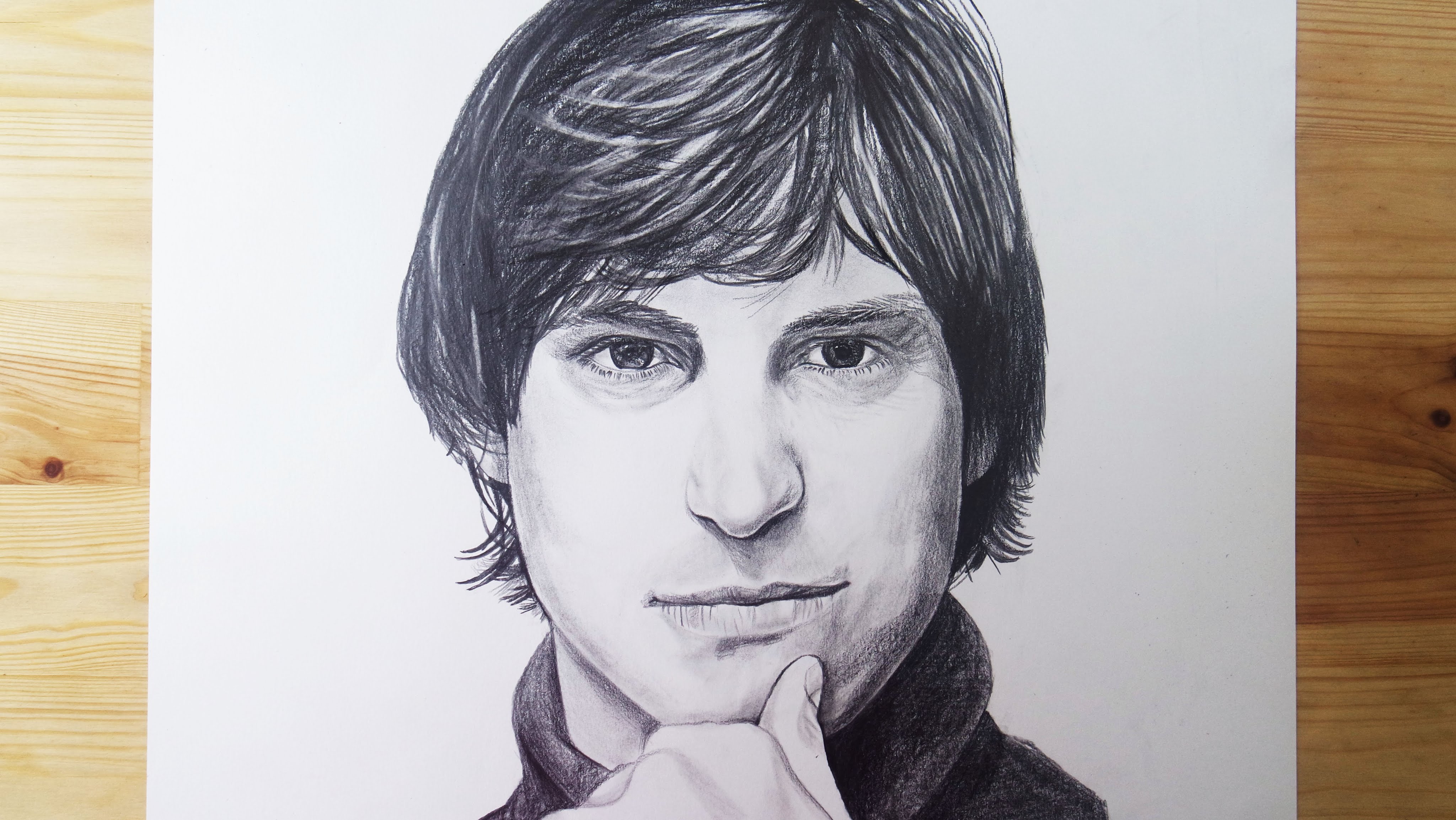 4096x2306 Young Steve Jobs Drawing Charcoal