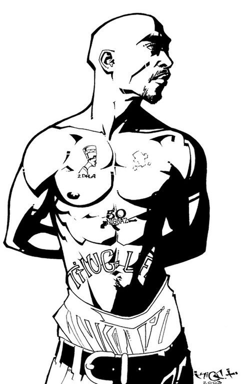 500x769 Thug Life Coloring Pages Tupac Drawing