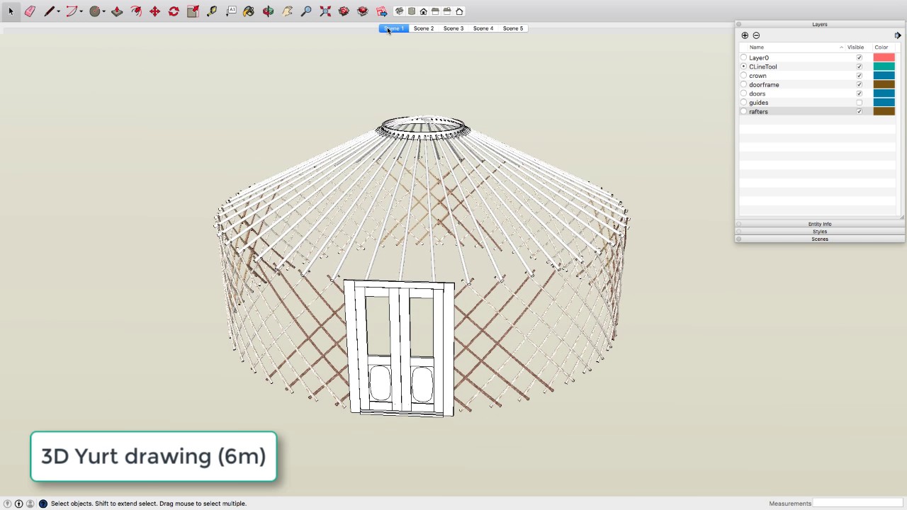 1280x720 Yurt Drawing (Google Sketchup 3d Model) For Yurt Making, Yurt