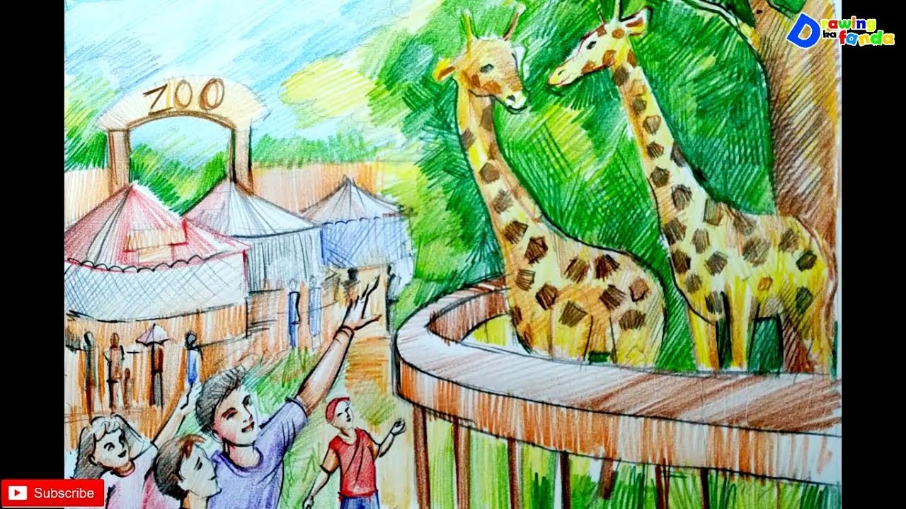 1280x720 How To Draw Zoo Scenery For Kids